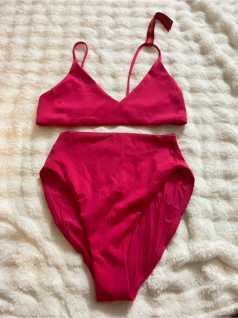 New! Left On Friday Pink High Waisted Bikini Set XL Top / L Bottom 34094
